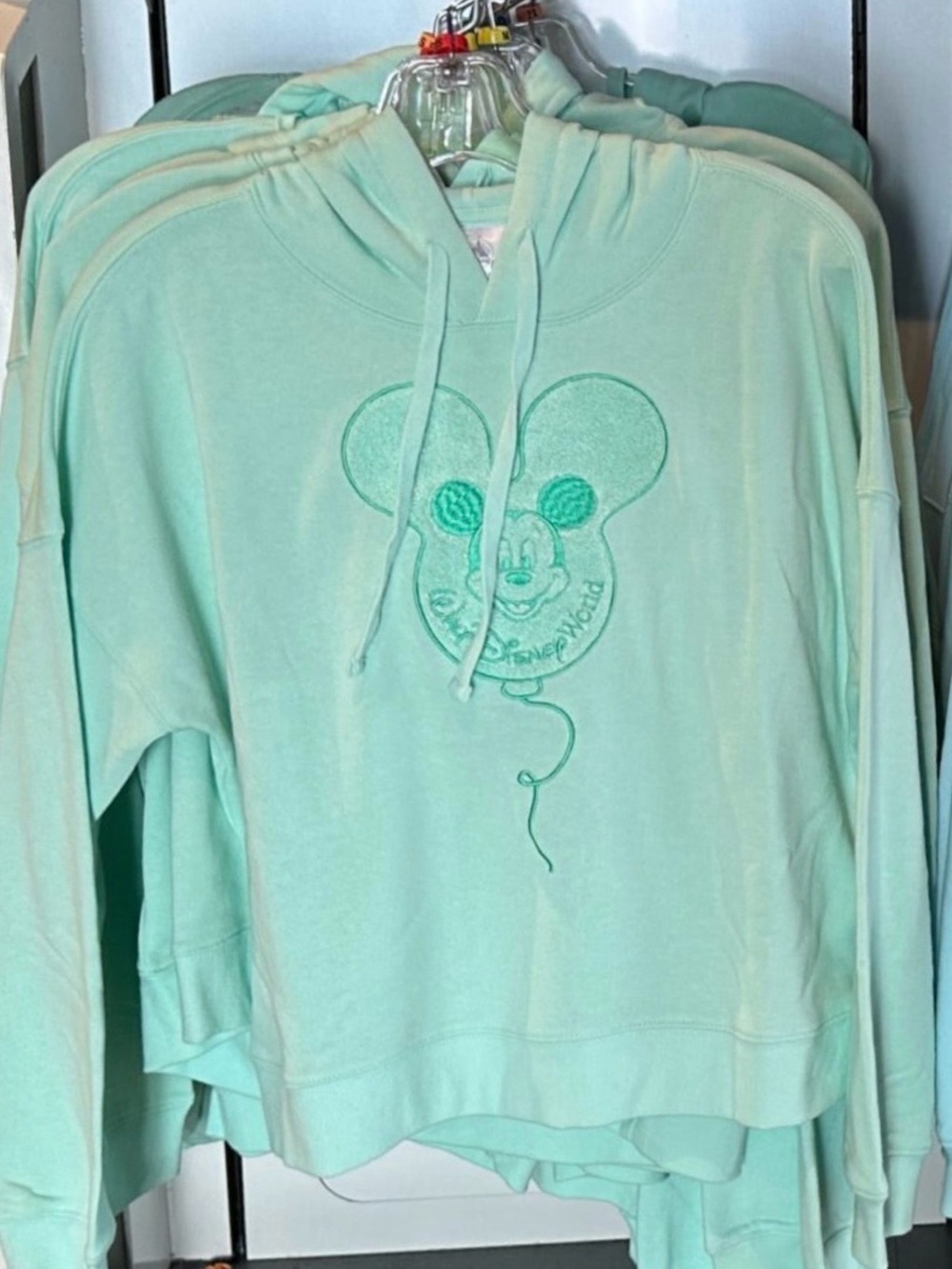 Women’s Disney Green Mickey Balloon Hoodie Sweatshirt - Size L - NWT